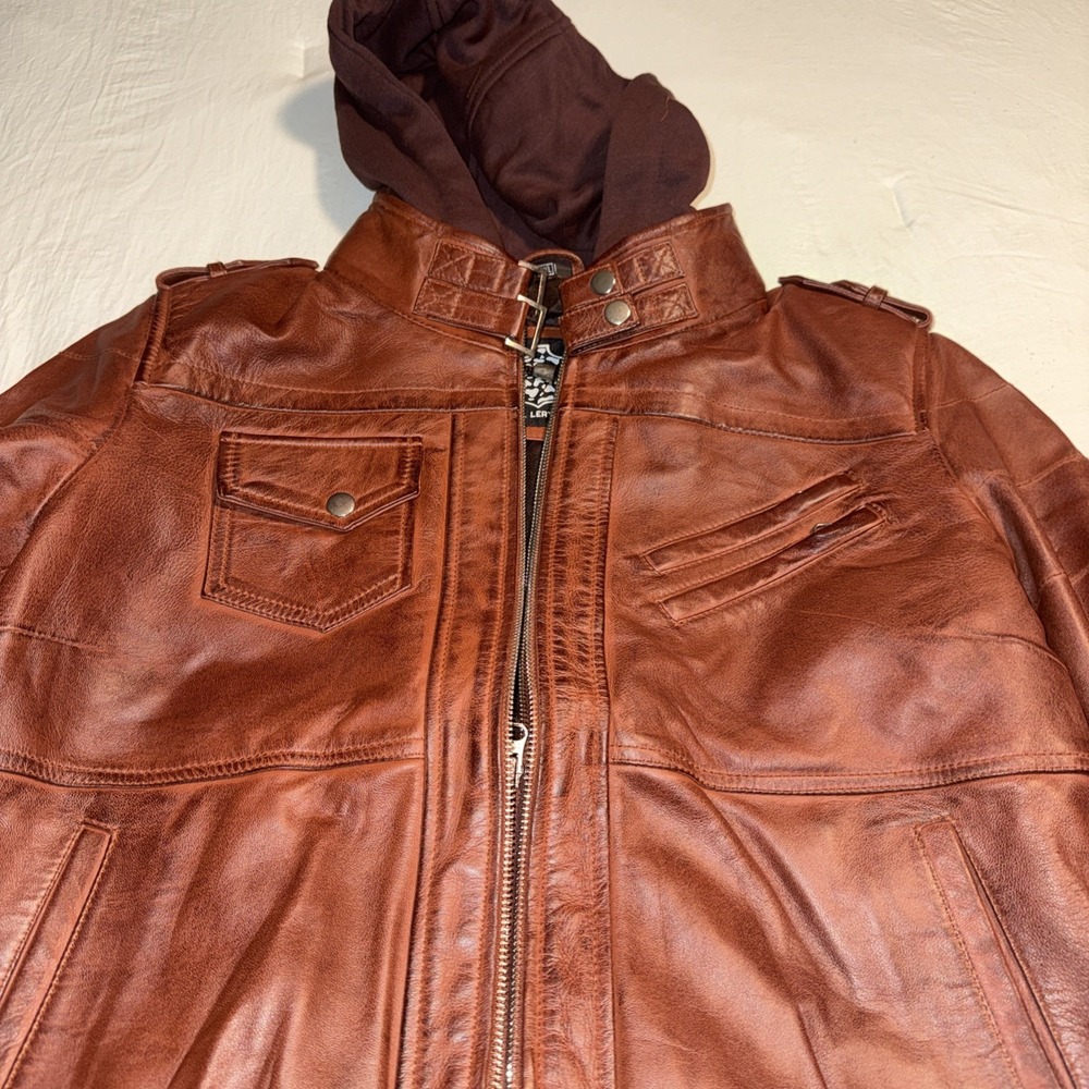 Women's Leather Bomber Jacket Size S/M